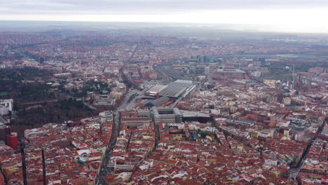 Madrid-aerial-shot-train-station-cloudy-day-Spain-capital